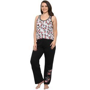 Disney Womens Plus Size Minnie Mouse All-Over Tank Top Pajama Lounge Wear Set